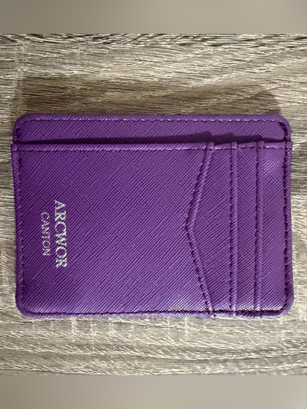 Arcwor Canton Purple Leather Slim Card Holder Wallet